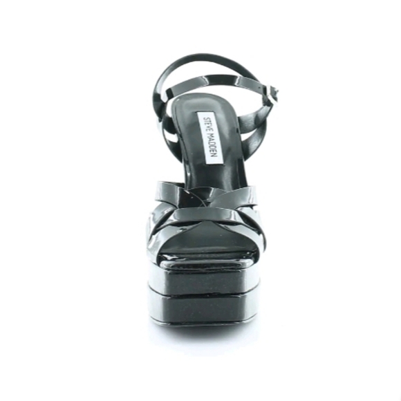 STEVE Madden Womens Flirt Platform Black Patent sandals - Picture 3 of 14